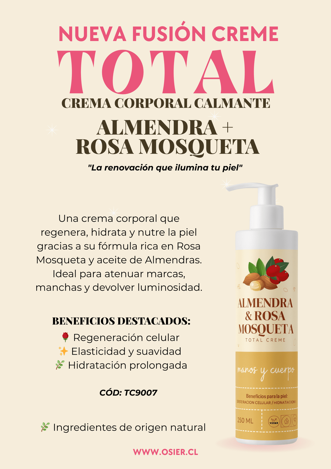 Crema Manos y Cuerpo Almendra Rosa Mosqueta