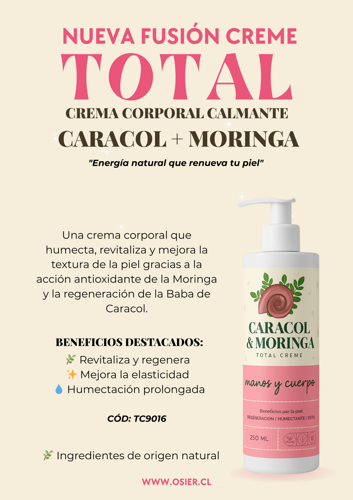Crema Manos y Cuerpo Caracol Moringa